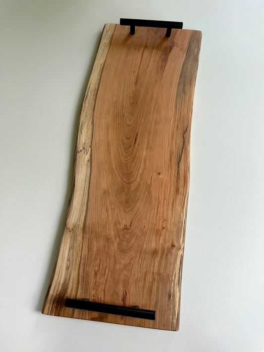 Charcuterie board with black handles