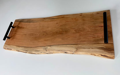 Charcuterie board with black handles