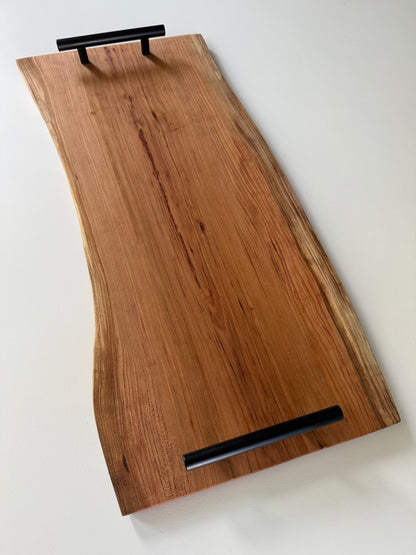 Spalted cherry charcuterie board with black handles